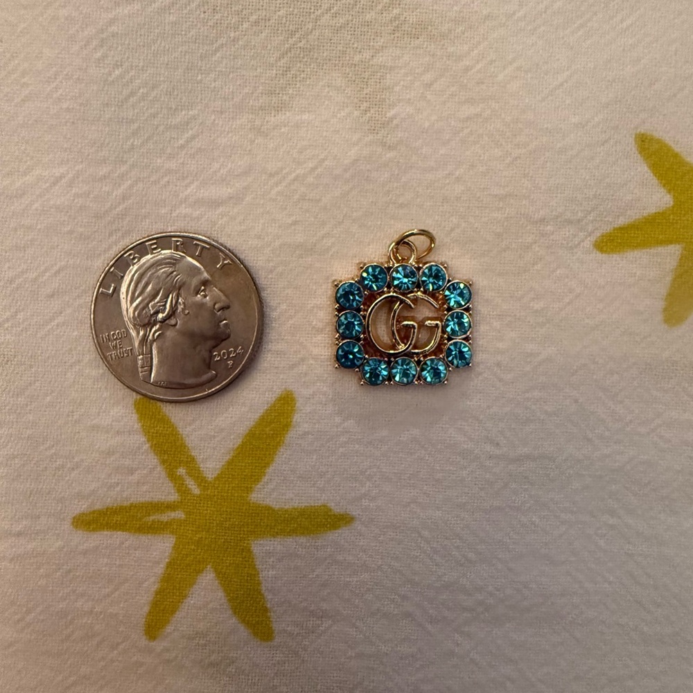 Gucci Zipper Pull Charm Teal and Gold